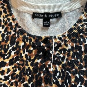 Cable & Gauge Animal Print Cardigan with Black Accents